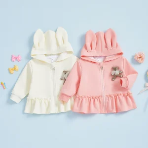 Girl Winter Coat with Faux Fur Hood and Pom Pom
