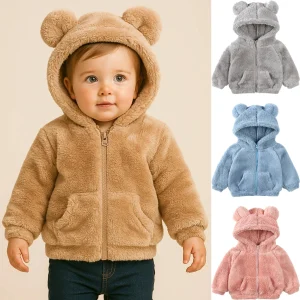 Kids Coats Toddler Thicken Fleece Hoodies Bear