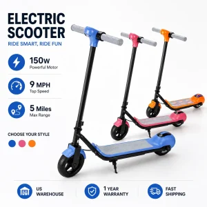 Electric Scooter 9 MPH 5 Miles Range LED Deck Lights,